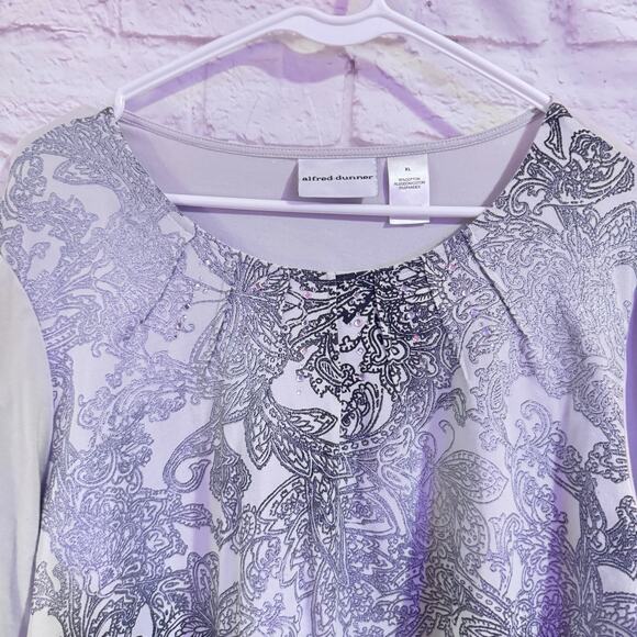 Alfred Dunner Grey/Black with Rhinestones Shirt Sz XL - Picture 2 of 6